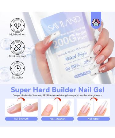 SAVILAND Clear Builder Nail Gel - 200G Refill Pack | Triple Efficacy Hard Gel for DIY & Professional Use | Sealed Aluminum Packaging for Home Salon - Buy Online on GoSupps.com