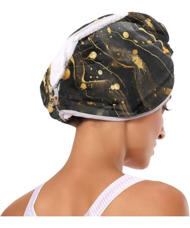 Luxury Black & Gold Marble Hair Towel 2 Pack | Super Absorbent Quick Dry Hair Turbans for Women & Girls - Buy Online on GoSupps.com