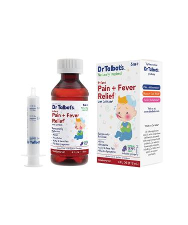 Dr. Talbot's Infant Pain and Fever Relief Liquid Medicine - 4 fl oz - 6+ Months - Grape Juice Flavor - No Alcohol Dyes or Parabens - Baby Essentials Infant Pain + Fever Relief