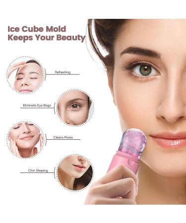 Silicone Ice Roller for Face & Eyes | Gua Sha Massage Tool for Brightening & Firming Skin | Shrink Pores, Reduce Wrinkles, and Stress Relief | Pink - Buy Online on GoSupps.com