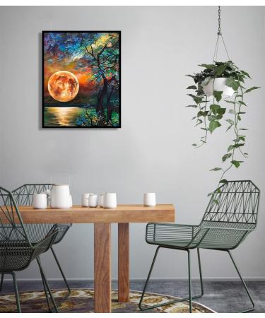 Moon Stamped Cross Stitch Kit - 11CT Needlepoint for Adults | Tree Patterns Embroidery Kit for Home Decor - Buy Online on GoSupps.com