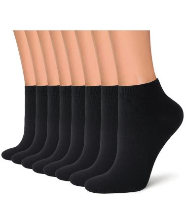 8 Pairs Ankle Socks for Women Cotton Socks Non Slip Classic No Show Socks Casual Low Cut Socks 01 Black/Black/Black/Black/Black/Black/Black/Black