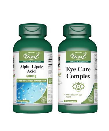 VORST Alpha Lipoic Acid 600mg 90 Vegan Capsules & Eye Care Complex 90 Vegan Capsules (Combo Bundle 2 Bottles)