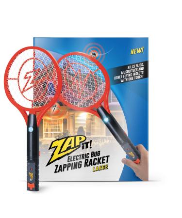 ZAP iT! Bug Zapper Rechargeable Bug Zapper Racket, 4,000 Volt, USB Charging Cable Large Red