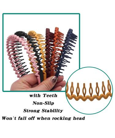 Yeshan Plastic Teeth Headbands - Pack of 6 Non-slip Wavy Thin Hair Bands for Women and Girls - Mixed Colors - Buy Online on GoSupps.com