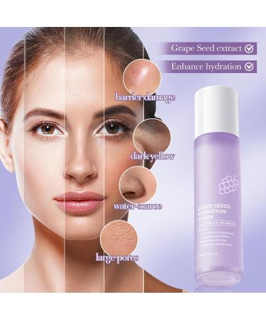 Anti-Aging Grape Seed Skin Care Set for Women | Reduces Wrinkles & Tightens Skin | Complete Face Routine with Cleanser Toner Serum Eye Cream & Cream - Buy Online on GoSupps.com