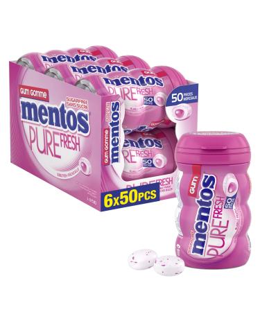 Mentos Pure Fresh - Bubble Fresh Flavour - Pack of 6 bottles (300 pieces) - Sugar-free Gum Bubble Fresh 300 count (Pack of 1)