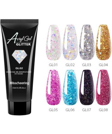 MISSCHEERING Poly Nails Gel Nails Builder Acryl Gel 15ml for Enhancement Glitter Nail Extension Gel Diamond Style Nail Gel Mix UV LED Gel Nail Polish Easy Trendy Beginner DIY Nail Art for Lady (GL07) - Buy Online on GoSupps.com