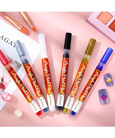 Linyuthia Nail Art Pen Set - 6 Colors Nail Polish Marker for DIY Flower & Abstract Designs - Gold, Silver, Black, White, Blue, Red - Buy Online on GoSupps.com