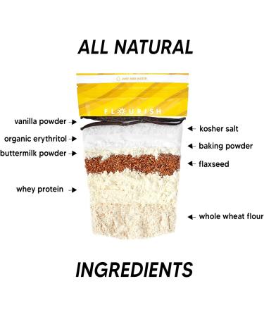Flourish Protein Pancake & Waffle Mix | Non-GMO High Protein & Fiber Just Add Water - 16oz - Buy Online on GoSupps.com