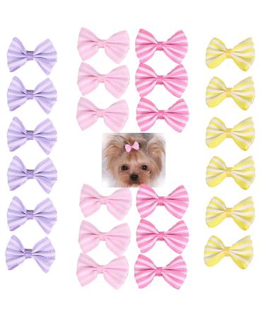 aoozleny Pet Hair Clips Bowknot Bows Dots Pet Hair Clips for Dog Cats Puppy Random Color 24PCS