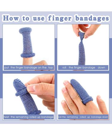 Finger Bandage Finger Roll Tubular Bandage Finger Cots Dressings - 40 Pcs, Blue & White - Protects Finger Tips from Sprains and Swelling - 9.3 * 1.2 Inch - Buy Online on GoSupps.com