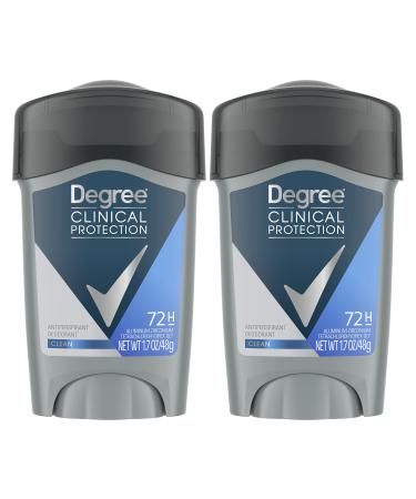 Degree Men Clinical Protection Antiperspirant Deodorant 72-Hour Sweat & Odor Protection Clean Prescription-Strength Antiperspirant For Men with MotionSense Technology 1.7 oz, Pack of 2 Fresh 1.7 Ounce (Pack of 2)