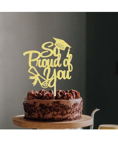 So Proud of you Cake Topper Gold Glitter 2024 Graduation Cake Pick for 2024 High School/College/Senior Graduation Party Glitter Decorations - Buy Online on GoSupps.com