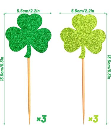 6 PCS St Patrick's Day Cupcake Toppers Glitter Clover Cupcake Picks St Patrick's Day Party Cake Decoration - Buy Online on GoSupps.com