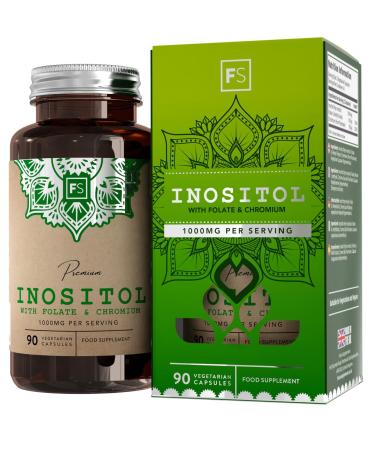FS Inositol | 90 Myo Inositol Capsules with Folate & Chromium | High Strength 1000mg Myo-Inositol 200mg Folate & 100mg Chromium per Serving per Serving Supplements for Women | Non-GMO & Allergen Free