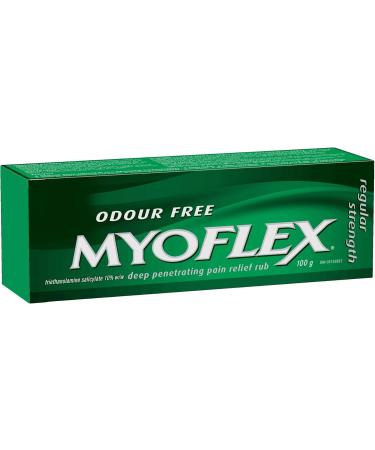Myoflex Pain Relief Rub | Odourless | Provides Deep Penetrating Relief of Muscle Soreness & Joint Pain | Menthol Free | Stain Free | Non-Greasy | Great For Ages 2+ | 100 grams (Regular Strength) - Buy Online on GoSupps.com