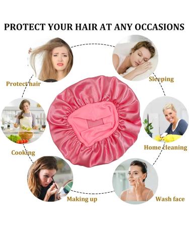 Satin Hair Towel Hair Plopping Towel - Elegant Satin Hair Towel for Women Chic Silk Hair Wrap Comfortable Hair Turban Wrap for Home Pink - Buy Online on GoSupps.com