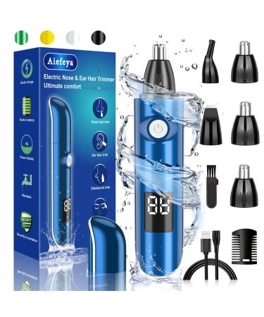 Nose Hair Trimmer for Men 2024 Professional Painless Eyebrow&Facial&Nose Hair Trimmer for Men Women IPX7 Waterproof USB Rechargeable Easy Cleaning All-in-ONE Nose Hair Trimmer (Blue)