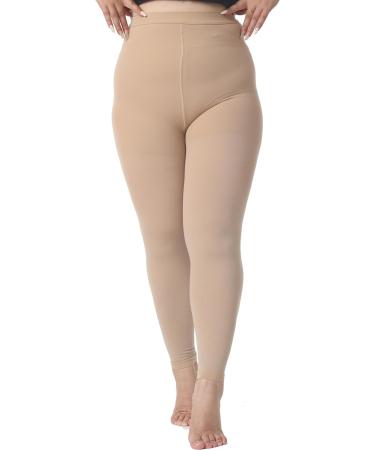 Plus Size 5XL Medical Compression Pantyhose - 20-30 mmHg Compression Leggings for Edema & Varicose Veins - Opaque Footless Waist High Stockings for DVT - Beige - Buy Online on GoSupps.com
