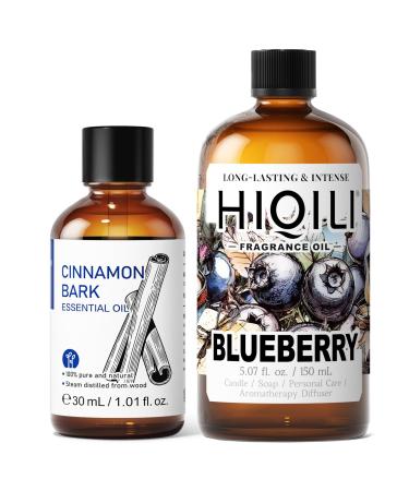HIQILI 30ML Cinnamon Essential Oil & 150ML Blueberry Fragrance Oil for DIY Diffuser