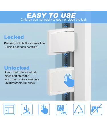 Vicloon Child Locking Sliding Door Locks - 2 Pack No Drill Safety Locks for Windows & Closets - Buy Online on GoSupps.com