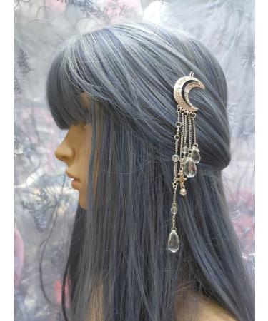 Rose Gold Rhinestone Crescent Moon Star Hair Clips - Bridal Jewelry for Women and Girls - Buy Online on GoSupps.com