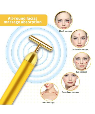 Shop Aubric 24k Gold Face Massager - T-Shape Electric Wand for Anti-Aging Skin Firming & Wrinkle Reduction | Global Shipping Available - Buy Online on GoSupps.com