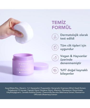 FOREO KIWI Pore Minimizing Toner Pads 60 Pieces Witch Hazel & Centella Asiatica Exfoliating Face Pads for Oil Acne Crown Skin Pore Minimizer and Redness - Buy Online on GoSupps.com