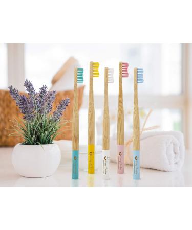 Lamcy Bamboo Toothbrushes for Adults with Medium Bristles | Pack of 5 Natural Bamboo Toothbrush | Eco-Friendly Natural Wooden Toothbrush | Organic Biodegradable Handle | BPA Free Tooth Brushes Adults - 5 Pack - Buy Online on GoSupps.com