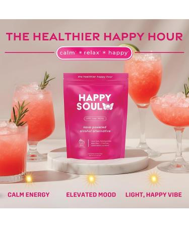 HappySoul Kava Drink Mix Powder Alcohol Alternative Promotes Super Calm Mood Drink Mix for Mocktails | Kava Kava with Magnesium Ashwagandha L-Theanine Beet Root & Saffron | 15 serv Berry Flavor - Buy Online on GoSupps.com