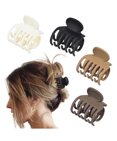 Women's small claw clip suitable for thin coarse curly hair 90s strong fixed small claw clip 4 pieces packed 1.6 medium matte non-slip short hair accessories. (beautiful2)