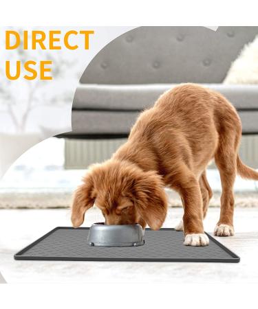 Ptlom Pet Placemat | Prevent Food & Water Overflow | 18 x 12 Grey | Suitable for Small, Medium, Big Dogs & Cats - Buy Online on GoSupps.com