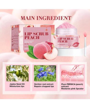 Moisturizing Lip Scrub Lip Care Scrub Peach Lip Balm Sleeping Masque | Smoothing 30ml Lip Care Product Repairs Lip Wrinkles Dry Cracked Peeling Lip - Buy Online on GoSupps.com