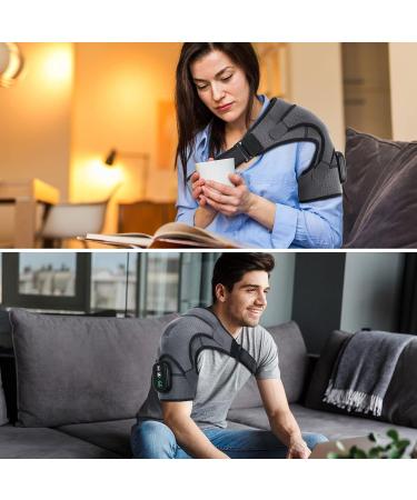 Heated Shoulder Massager Brace Support with Vibration Heating Electric Shoulder Wrap with Massage 3 Modes Cordless Vibration Shoulder Pad for Men and Women Fits for Left or Right Shoulder Grey Grey Large - Buy Online on GoSupps.com
