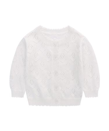 famuka Baby Cardigan Jacket Boy Girl Buttons Soft Knitted Sweaters 12 Months White