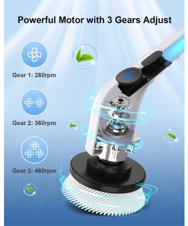 Leebein 2023 Electric Spin Scrubber: Cordless Cleaning Brush with 8 Brush Heads & Extension Handle - White - Buy Online on GoSupps.com