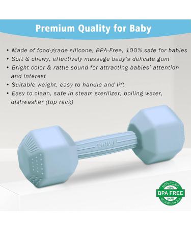 Silicone Baby Dumbbell Toy - Infant Rattle Teether for Boys and Girls | Sensory Teething Toy for Safe Exercise and Development - 1 Piece (Black) - Buy Online on GoSupps.com