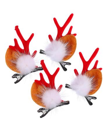 MAGICLULU 2 Pairs Christmas Hair Clips Hair Accessories Christmas Hair Barrette Christmas Hairpin Christmas Reindeer Antlers Hair Clips Antler Hair Barrette Corner Clip Abs