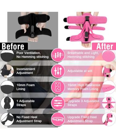 Derjly Plantar Fasciitis Night Splint - Adjustable 3-Strap Relief Soft Memory Foam Pink | Ideal for Pain Relief & Comfort - Buy Online on GoSupps.com