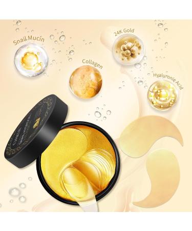 Snail Hydrogel Eye Patch - 24K Gold Serum Mask for Dark Circles Fine Lines & Puffy Eyes | Hydrating Under Eye Treatment - Buy Online on GoSupps.com