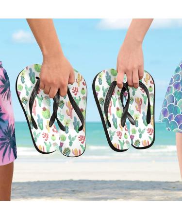Mnsruu Tropical Cactus Flower Flip Flops for Men & Women | Home Hotel Spa & Travel Comfort - Buy Online on GoSupps.com