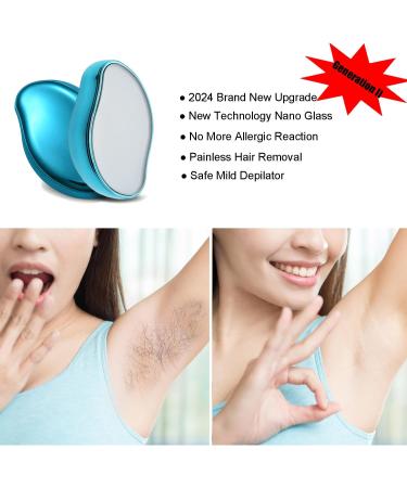 Crystal Hair Eraser for Women and Men Magic Hair Eraser 2024 New Upgrade Hair Removal Painless Skin Exfoliator Tool for Body Safe Mild Epilator (Blue) - Buy Online on GoSupps.com