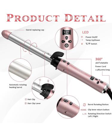 Automatic Hair Curling Wand with 3 Interchangeable Barrels | LCD Display, Fast Heat-Up | Ceramic Coating for All Hair Types | Rose Gold - Buy Online on GoSupps.com