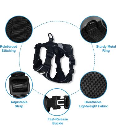 PetBonus Adjustable Cat Harness and Leash Set - Escape Proof, Breathable, Reflective Strip, Comfortable - Black X-Small - Buy Online on GoSupps.com