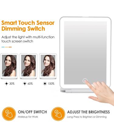 Rechargeable Travel Makeup Mirror with 72 LED Lights | Compact Slim Vanity Mirror with 3 Lighting Modes and Dimmable Touch Screen | Lighted Makeup Mirror for Travel (White) - Buy Online on GoSupps.com