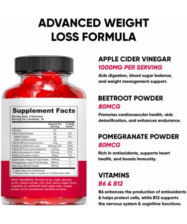 Buy Keto ACV Gummies Advanced - Gluten-Free Apple Cider Supplements for Men & Women | 1000mg - Made in USA - (Pack of 2 - Buy Online on GoSupps.com