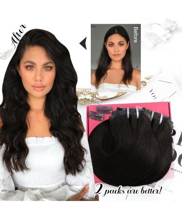 Moresoo Seamless Clip in Human Hair Extensions Darkest Brown #2 - 16 inch 120g Remy Hair 7pcs Set - Buy Online on GoSupps.com