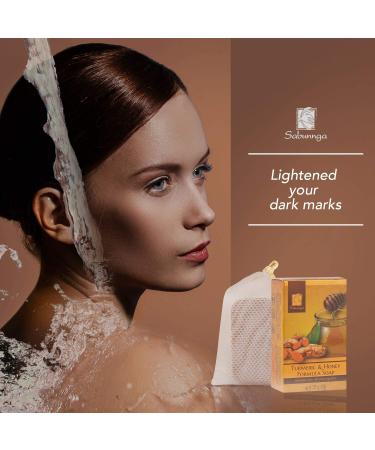 Sabunnga Turmeric Soap Bar - Natural Honey Turmeric Soap for Face & Body - Fades Dark Spots, PH Balanced, Gentle Exfoliating - Buy Online on GoSupps.com
