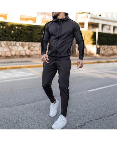Hanxiulin Men's Training Suit - Casual Jogging Sportswear Long Sleeve Jacket for Autumn & Winter Dark Gray 3XL - Buy Online on GoSupps.com